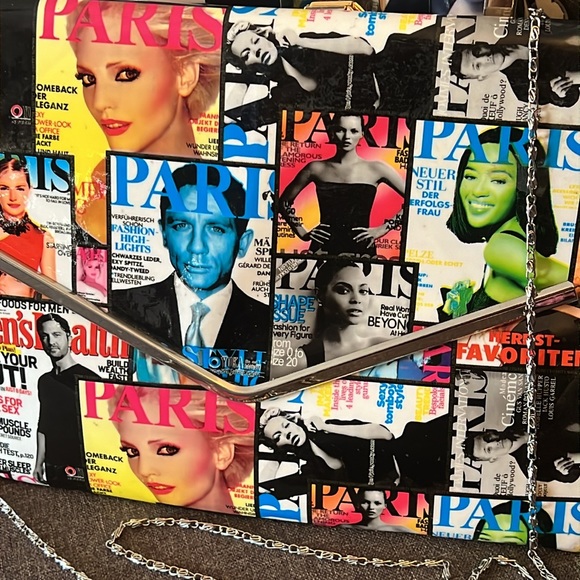 Magazine Envelope Clutch/Shoulder bag  with Black and White/ Color Graphics - Picture 2 of 11